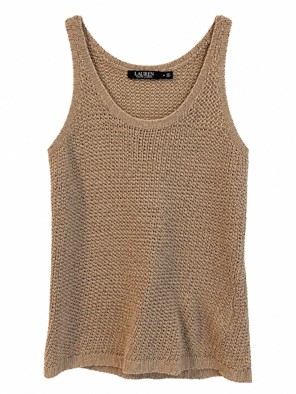 Lauren Ralph Lauren Beige Open-Knit Tank Sweater